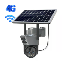 Guudgo 10x Zoom Solar Dual Lens Buiten Beveiligingscamera PTZ Volledige Kleur Nachtzicht Tweezijdige Intercom Mensdetect