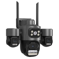 Guudgo 3MP 5X Zoom Drievoudige Lens Beveiligingscamera Buiten Draadloos 360 Weergave WiFi Cloud Opslag AI Mensdetectie N