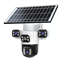 Guudgo 6MP 3 Lens Ultra HD Solar Powered WIFI Beveiligingscamera 360° Pan Tilt Volle Kleur Nachtzicht Bewegingsdetectie