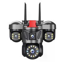 Guudgo 6MP Drievoudige Lens Beveiligingscamera Draadloos Buiten WiFi 360° Weergave 10X Zoom Kleur Nachzicht Mens Detecti