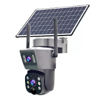 Guudgo V380 4MP 4K Dual Lens Zonne energie WiFi PTZ Beveiligingscamera Buiten IP66 Waterproof Kleuren Nachtzicht Bewegin