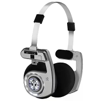 H1Pro bluetooth headset Retro Roestvrij Staal Hoofdtelefoon Dubbele 36mm Dynamische Spoelen Telescoopontwerp Spons Oorku