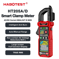 HABOTEST HT205 Inrush Clamp Meter 600A Ware RMS AC/DC Stroom Ampèremeter Meet Stroomspanningstemperatuur Capaciteitstest