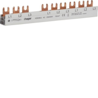 Hager KDN363J Hager KDN363J faserail 3 polig m. Vorkenaansluiting 10mm² 63A 10 modules Phase busbar 1 stuk(s)