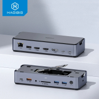 Hagibis 15 in 1 USB C Docking Station Type C naar 8K HD Triple Display M.2 SSD PD3.0 RJ45 15 in 1 USB C HUB voor pc lapt