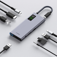 Hagibis 9 in 1 Type C Docking Station met LCD Display Multiport Hubs Adapter met USB3.0 USB2.0 USB C PD100W HD 4K@60Hz G