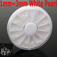 Half Baby White Pearl Beads Nail Art Rhinestones Wheel