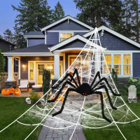 Halloween Decoratie Pluche Spin Net Super Grote Spin Driehoekig Web Halloween Decoratie Props Feest Trick Simulatie Pluc