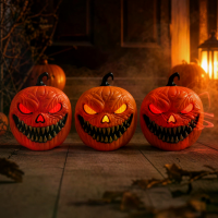 Halloween Pompoen Licht Stemgestuurd Jack O Lantern Met 3 Eng Schrikgeluiden Knipperende LED ogen 7 Kleurveranderend op
