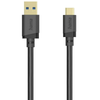 Hama 00202004 USB kabel USB 3.2 Gen1 USB A stekker, USB C stekker 0.25 M Zwart Vergulde steekcontacten