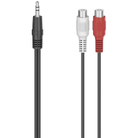 Hama 00205185 Cinch / Jackplug Audio Adapter [1x Jackplug male 3,5 mm   2x Cinch koppeling] Zwart