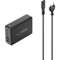 Hama USB laadstation 140 W USB PD, Quick Charge 2.0, Quick Charge 3.0 Zwart Thuis Qualcomm Quick Charge 3.0, Snellader, GaN, USB Power Delivery (USB PD)