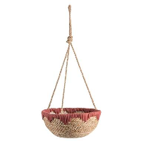 Hangmand Dille L   naturel/rood   zeegras   13xø30 cm   Leen Bakker