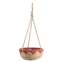 Hangmand Dille M   naturel/rood   zeegras   11xø25 cm   Leen Bakker