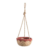 Hangmand Dille S   naturel/rood   zeegras   10xø20 cm   Leen Bakker