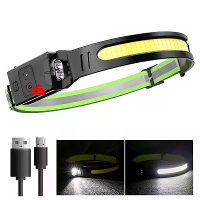 ZTTO 350LM COB Wave Sensor Slimme LED hoofdlamp met USB oplaadbare batterij Gele/blauwe AUX licht Waterdichte hoofdlamp
