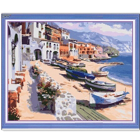 Harbor Diy Oil Painting By Numbers Digital Oil Drawing Kits Frameless Canvas Wall Decor Gift 40x50cm