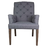 HSM Collection eetkamerstoel London met arm   stof   lichtgrijs   Leen Bakker