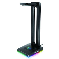 Havit RGB hoofdtelefoonstandaard met 3,5 mm AUX en 2 USB poorten Hoofdtelefoonhouder voor gamers Gaming PC accessoires B