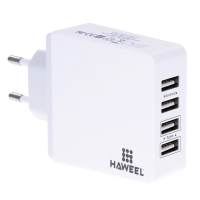 Haweel 5v 3.1A Eu Plug 4 Port Usb Wall Charger Travel Adapter For Iphone 7 Samsung S8 Xiaomi 6