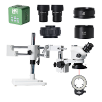 HAYEAR 3,5X 7X 50X 100X Dubbele Boomstand Zoom Simul Focale Trinoculaire Stereo Microscoop + 4K Camera Microscoop voor I