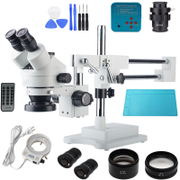 3.5X 90X Dubbele Boom Stand Zoom Simul Focal Trinoculaire Stereo Microscoop + 48MP 2K HDMI USB Industriële Camera Voor T