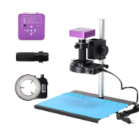 HAYEAR 51MP Industriële Digitale Video Microscoop Camera + 130X C Mount Lens 56 LED Ringverlichting + Statief voor PCB R