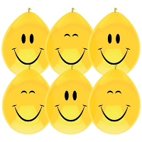 Haza Ballonnen Smile   6x stuks   Emoticon   verjaardag   geel   29 cm