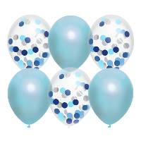 Feestversiering blauw mix thema ballonnen 6x stuks 30 cm