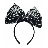 Halloween/horror verkleed diadeem/tiara   strik met spinnen print   kunststof