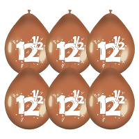 Jubileum thema 12.5 Jaar getrouwd ballonnen   6x stuks   brons   Feestartikelen/versiering