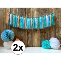 Kwast tassel slinger   2x   5 meter   pastel   30 tassels   DIY   zelf in elkaar zetten   feest slin
