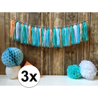 Kwast tassel slinger   3x   5 meter   pastel   30 tassels   DIY   zelf in elkaar zetten   feest slin