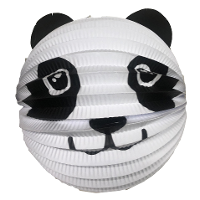 Haza Lampion panda   20 cm   wit/zwart   papier   Sint maarten/kinderfeestje lampionnen