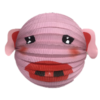 Lampion varken   20 cm   roze   papier