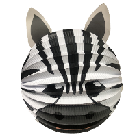Lampion zebra   20 cm   zwart/wit   papier