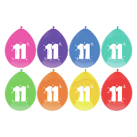 Leeftijd verjaardag thema ballonnen 11 jaar 8x stuks 29 cm