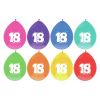 Leeftijd verjaardag thema ballonnen   18 jaar   8x stuks   29 cm   multi kleuren
