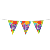 Leeftijd verjaardag thema vlaggetjes   16 jaar   plastic   10 meter
