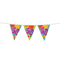 Leeftijd verjaardag thema vlaggetjes 50 jaar plastic 10 meter