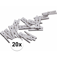 Mini knijpertjes   20x st   zilver   2 cm   hout   knijpers   miniknijpers
