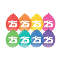 Party Ballonnen 25 jaar   leeftijd verjaardag   8x stuks   29 cm   versiering/feestartikelen