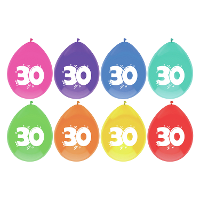 Party Ballonnen 30 jaar   leeftijd verjaardag   8x stuks   29 cm   versiering/feestartikelen