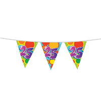 Vlaggenlijn 25 jaar   10 meter   plastic   25e verjaardag of jubileum versiering