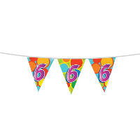 Vlaggenlijn 6 jaar   10 meter   plastic   6e verjaardag versiering   leeftijd slinger