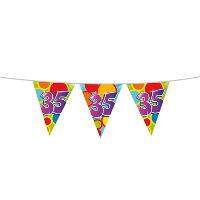 Haza Vlaggetjes   35 jaar   leeftijd verjaardag   plastic   10 meter   feestartikelen   versiering