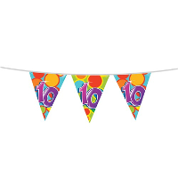 Haza Vlaggetjes met 10 jaar opdruk   leeftijd verjaardag   versiering   kunststof   10 meter