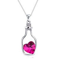 Heart Crystal Bottle Shape Pendant Chain Necklace Jewelry