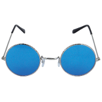 Carnaval verkleedbril   ronde glazen   blauw   flower power   hippie