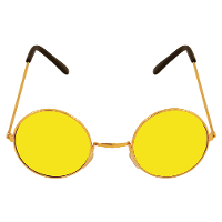 Carnaval verkleedbril   ronde glazen   geel   flower power   hippie